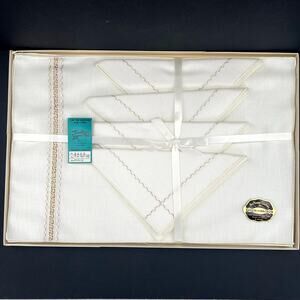 Timely Linens luxury linen rose gold embroidered placemats and napkins